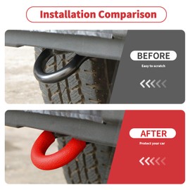 Linskip Tow Hook D Ring Covers Fit for 2021-2024 2025 Ford Bronco Accessories, Rear Bumper Tow Hook Rubber Sleeve Protectors for Bronco Raptor Accessories(Red)