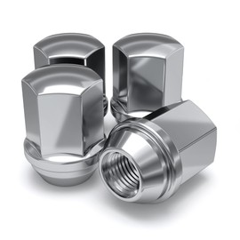 White Knight 9/16"-18 Lug Nuts for Select Dodge and Ram, Factory Style Solid Piece Chrome Duplex Bulge Acorn -1710D-4 (4 Pack)