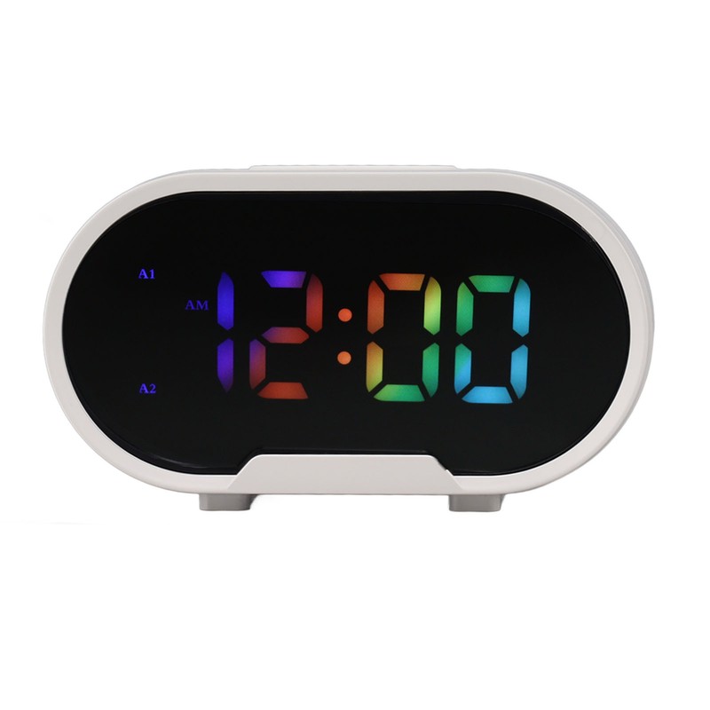 Digital Clock LED Alarm Big Digits Color Display Dimmable Adjustable