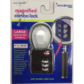 Conair Travel Smart Magnifying Luggage Combo Lock Black TSA Approved