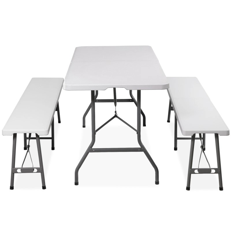 SEGAWE Folding Table Set w/2 Benches 6FT Camping Picnic Table