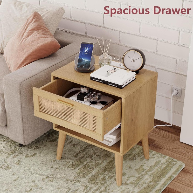 Irontar 17.7'' Wide Rattan Nightstand Set of 2, Bedroom Night
