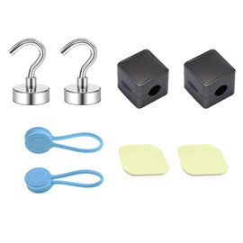 XinPinHui Magnetic Hook Set, 6-Pack Heavy Duty 8lbs Magnetic Hooks with Cable Clips & Silicone Base for Fridge, Cabinet, Office Desk, Garage, Kitchen & Car