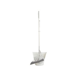Broombi and Dustpan Set - All-Surface Silicone Broom & Squeegee for Indoor Cleaning - Sweeps Glass, Dust, Removes Pet Hair, Liquids - Smooth Floors, Rugs, Windows - One-Click Smart Dustpan (Grey)