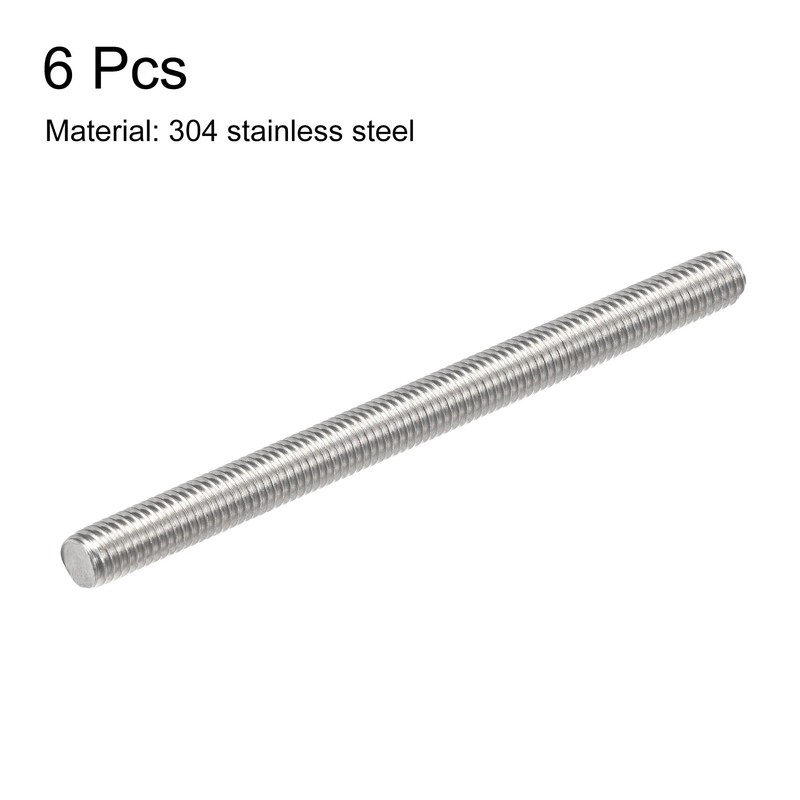 sourcing map 6Pcs M8 x 110mm Fully Threaded Rod 304