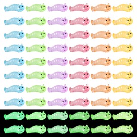60pcs Mini Caterpillars, Luminous Mini Resin Caterpillars 6 Colors Miniature Caterpillar Ornaments Mini Resin Animals for Indoor Outdoor Garden Home DIY Craft Decorations