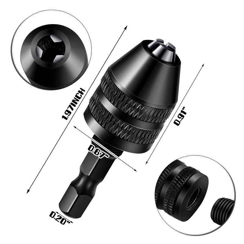Honoson Keyless Drill Chuck Bit 1/4 Inch Hex Shank Keyless