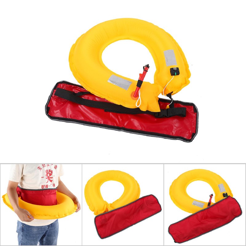 Adjustable Inflatable Life Jacket Belt With Reflective Tapes and Whistle