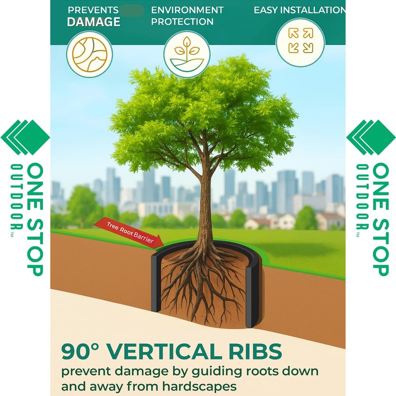 USA Made 10'ft Tree Root Barrier, Tree Circle Weed Barrier,