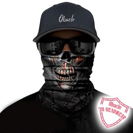 Obacle Skull Face Mask Half for Dust Wind UV Sun Protection Seamless 3D Tube Mask Bandana for Men Women Durable Thin Breathable Skeleton Mask Motorcycle Riding Biker Sports Festival (Sull Gray Mummy)