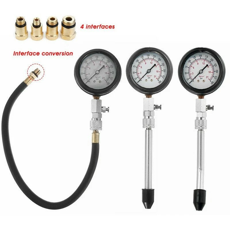 8Pcs Engine Cylinder Compression Gauge Tester Kit Gas Diagnostic Tester