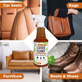 Mighty Mint Leather Cleaner and Conditioner, Plant-Based, Hydrating Spray to Clean and Protect Leather Items, Natural Peppermint Scent, 16oz