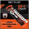 HORUSDY 12-Pieces 3/8" Ratchet Socket Wrench Set, Drive Socket Set,