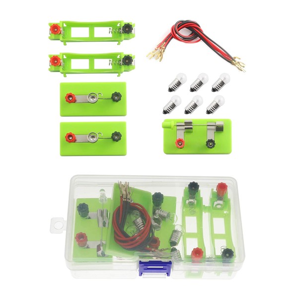 RLECS 1Set Basic Electric Circuit Laboratory Experiments Beginner Circuit Kit for Teaching Series and Parallel Circuit(1pcs Switch+2pcs AA Battery Holder+2pcs Light Holder+6pcs Bulbs and Wires)