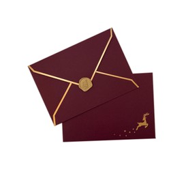 10 Premium Christmas Envelopes, Christmas Envelopes, Hot Foil Finished with Gold Accents and Wax Seal, Reindeer, 16.5 x 11.5 cm
