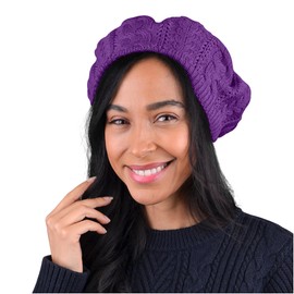 Nollia Soft Knit Solid Color Beanie, Chic, and Lightweight Crochet Knitted Style Beanie Hat for Women, One Size Slouchy Hat Purple