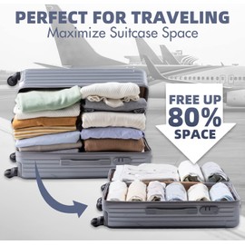 TAILI Vacuum Bags for Clothes Travel 15 Pieces in 3 Sizes 70 x 45 cm, 60 x 40 cm, 50 x 35 cm Vacuum Bag Set Travel to Roll Reusable and Easy to Carry Vacuum Bags for Backpack