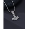 Cargari Thor Hammer Necklace Sterling Silver Mjolnir Pendant Viking Runes