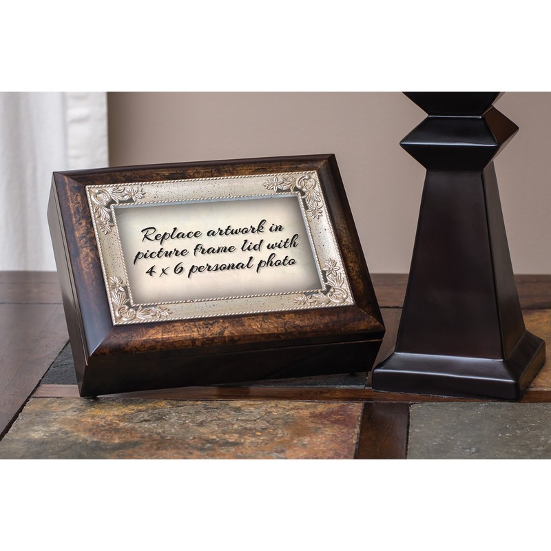 Wings of Gold Loved One Watching Burlwood Jewelry Music Box