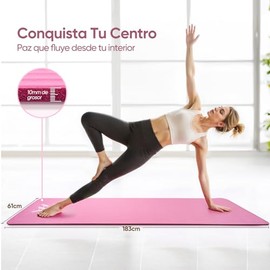 Tapete Yoga,Tapete para Ejercicio Grueso 10 mm, 183x61 cm Antideslizante NBR Pilates, para Yoga,Pilates, Estiramientos y Entrenamiento en Casa o Gimna