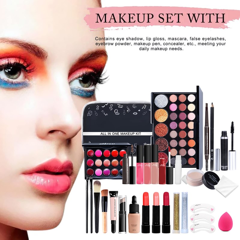 27Pcs Professional Makeup Set Portable Travel Makeup Storage Box Gifts