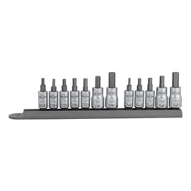 Mayhew Tools 16021 SAE and Metric Tamper Hex Socket Bit Set, Chrome Plated, 12-Piece