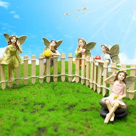 KOCNYDEY Garden Miniatures Fairies Mini Garden Figurine Set Fairies Statues Without a Stick for Outdoor Garden Yard Lawn Home Decor Lovely Resin Fairy Garden Angel Accessories Flower Pot (5 Pieces)