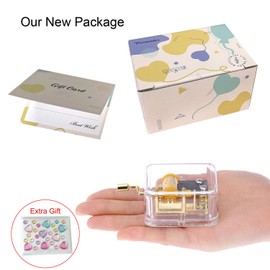 Pursuestar Acrylic Hand Crank Music Box Melody Amazing Grace, Clear Gold Musical Box for Mom/Dad/Daughter/Son - Unique Best Gifts for Birthday Christmas Wedding Mother's Day