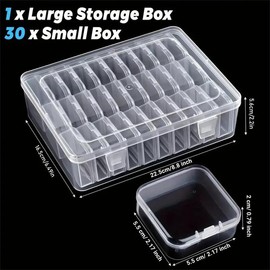 30-grid Clear Plastic Storage Box with Lid, 1 Count Jewelry Storage Box, Home Organizer for Beads, Jewelry and Crafts