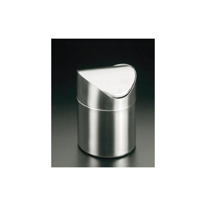Metaltex Table Waste Container with Swinging lid, Stainless-Steel Silver, 12.1