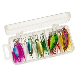 Fishing Lure Kit - Trout Spoon with Detachable Feather | 20X Fishing Accessories for Freshwater Saltwater, Tackle Kit for Perch Trout Carp