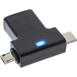 InLine 35804 USB 3.1/2.0 OTG T Adapter, USB Type-C Male or Micro USB to A Female