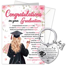 HOWAF Graduation Cards Female, Congratulations Card with Keyring, Graduation Gifts for Her, Daughter, Granddaughter, Niece, Sister, Friends, Woman, Girls
