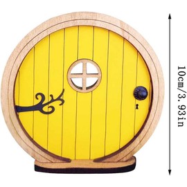 WaigN Yellow Fairy Garden Door for Tree, Fairy Doors for Trees Outdoor and Tree Trunk, Mini Sculpture Lawn Ornament Decor, Fairytales Door Decoration, Garden Miniatures, Decorations