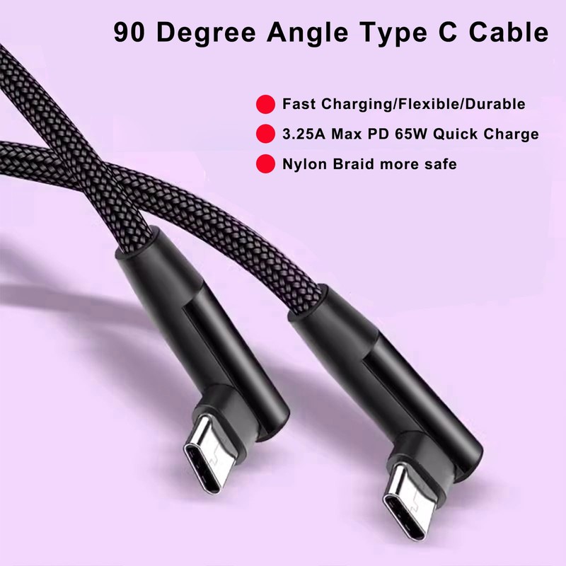 wininks Angle USB C to USB C Cable, 6FT 65W