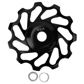 11 Teeth Mountain Bike Ceramics Wheel Rear Derailleur Guide Pulley Roller Bicycle Aluminium Alloy BearingBlack