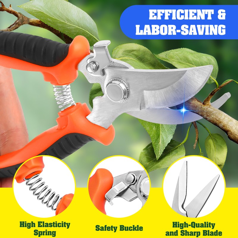 4 Pack Garden Pruning Shears, Stainless Steel Shears, Scissors, Clippers,