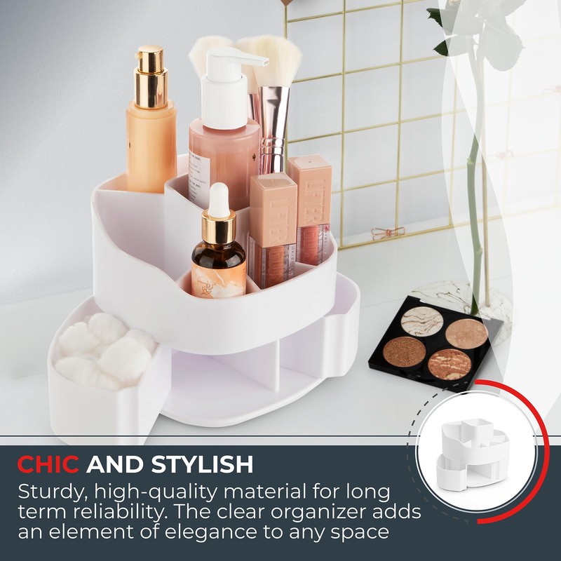 Masirs Small Rotating Makeup Organizer - Mini Yet Spacious Cosmetic