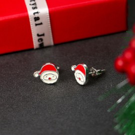 ShinyStyle J4You Sterling Silver Christmas Earring for Women Teens Christmas Tree Santa Claus Snowman Snowflake Hypoallergenic Stud Earrings Holiday Earring Xmas Earrings Christmas Jewelry Gifts