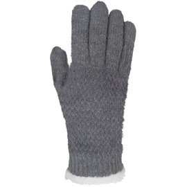 styleBREAKER 09010040 Women's Warm Winter Gloves with Rice Grain Pattern and Fleece, Thermal Knitted Gloves, Finger Gloves, gray