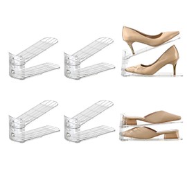 Uni HIMO Shoe Stacker Shoe Rack Organizer for Closet Space Saver Storage Shoe Holder Organization (Transparent, 6 pack)