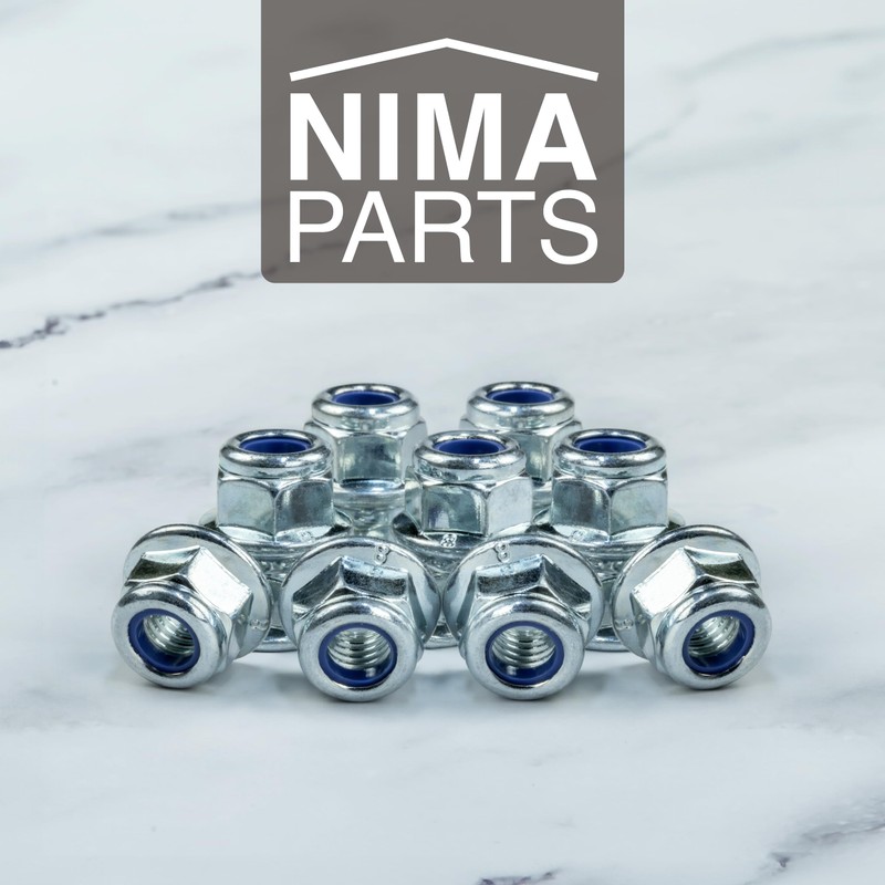 Pack of 50 Self Locking Flange Nuts - Rustproof with