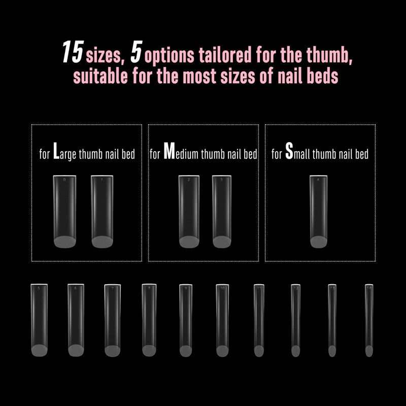 NOVO OVO XXL Shape Square Slight Curved Nail Tips, No