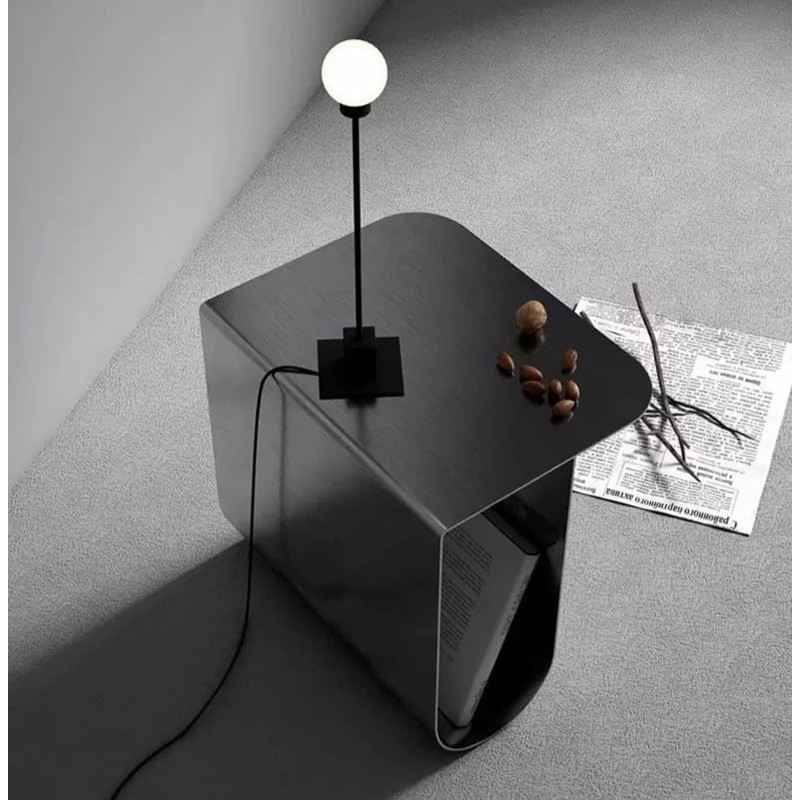 Modern Stainless Steel Side Table,Minimalist Storage Coffee Table(Silver)