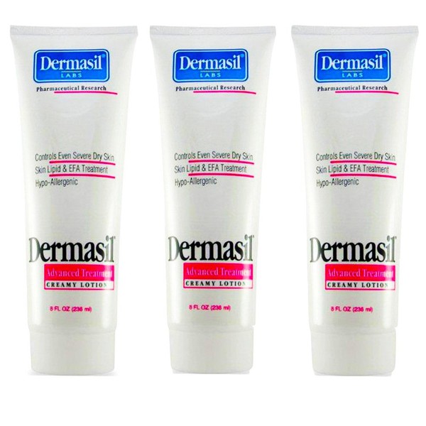 Dermasil Advanced Treatment Creamy Lotion Dry Skin Moistuizer and Protectant 8 Oz,3 Pack