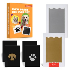 Nabance Paw Print Set Dog, Footprint Baby, 2 Pieces Gold and Silver Ink Pad with 4 Cards Footprint Baby Clean Touch Handprint Baby Dog Snout Print Kit Gift for Pets Owners