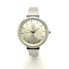 all4udeals Ladies Simple Mesh Band Look Elegant Easy Read Bangle Cuff Fashion Watch (Silver)