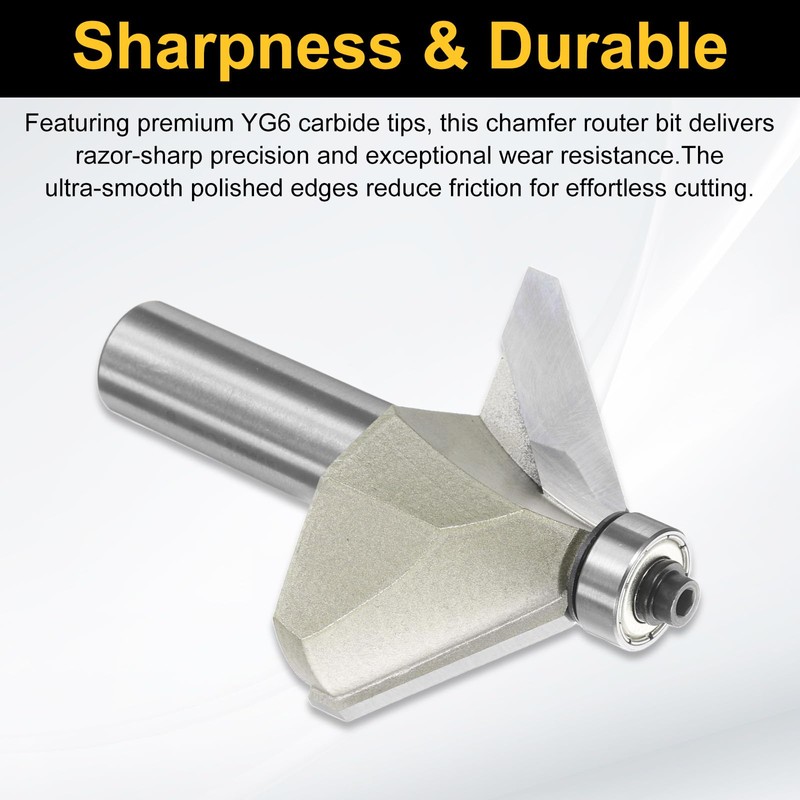 sourcing map 2pcs 45 Degree Chamfer Router Bit 1/2 Inch