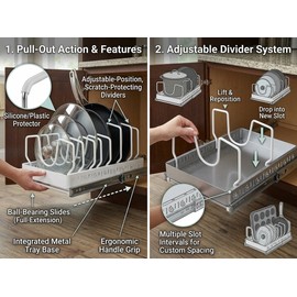 Pull-Out Kitchen Organizer for Pots & Pans – Multifunction Stainless Steel Storage Rack for Cabinets