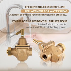 Replacement for S1156F Brass & Tubular Water Pressure Regulator 1156F Series, 1/2" Boiler Pressure Relief Valve S1156F
